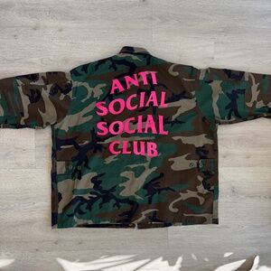 Anti Social Social Club Camo Jacket – Pink Logo